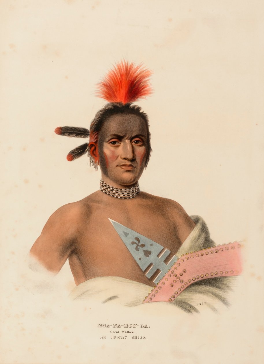 MOA-NA-HON-GA. GREAT WALKER. AN IOWAY CHIEF., z Historii plemion indiańskich Ameryki Północnej autorstwa Charles Bird King