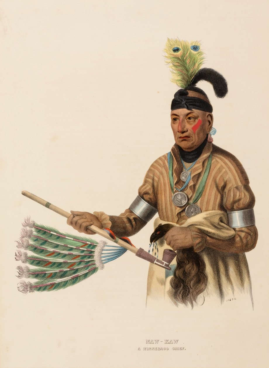 NAW-KAW. A WINNEBAGO CHIEF., z Historii plemion indiańskich Ameryki Północnej autorstwa Charles Bird King