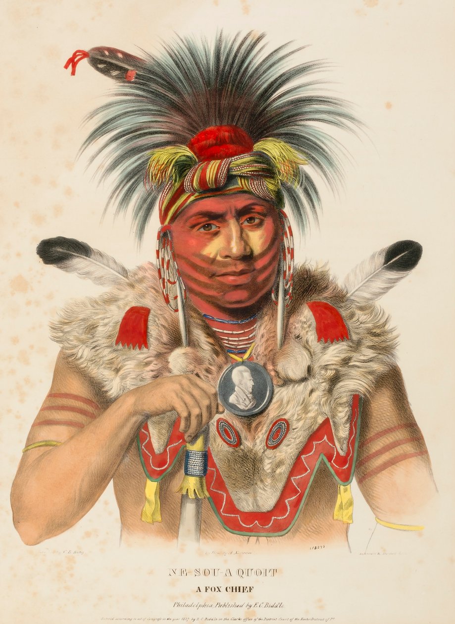 NE-SOU-A-QUOIT. A FOX CHIEF., z Historii plemion indiańskich Ameryki Północnej autorstwa Charles Bird King
