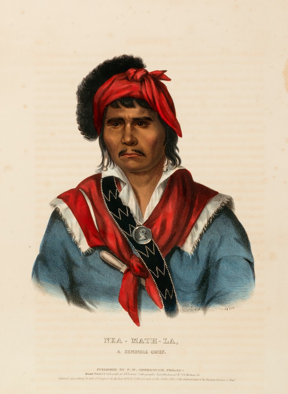 NEA-MATH-LA, WÓDZ SEMINOLE, z Historii plemion indiańskich Ameryki Północnej autorstwa Charles Bird King