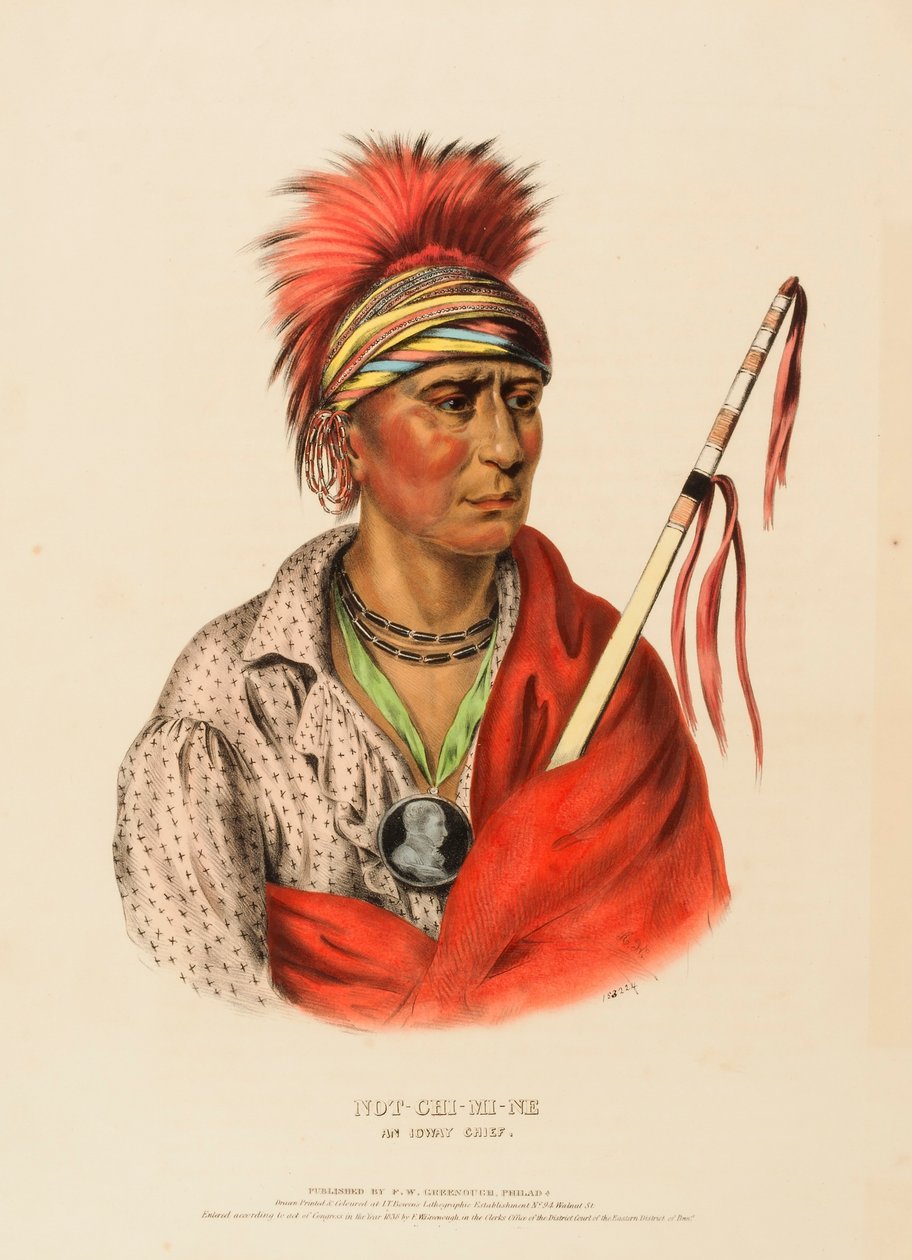 NOT-CHI-MI-NE. AN IOWAY CHIEF., z Historii plemion indiańskich Ameryki Północnej autorstwa Charles Bird King