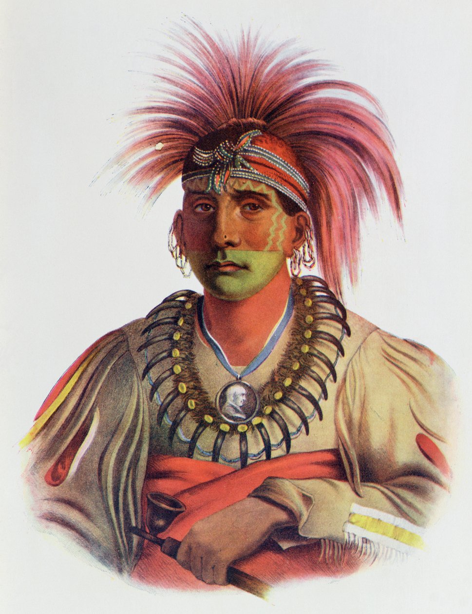 Otto Nowaykesugga, ilustracja z „The Indian Tribes of North America, Vol.3”, Thomasa L. McKenneya i Jamesa Halla, wyd. przez Johna Granta autorstwa Charles Bird King