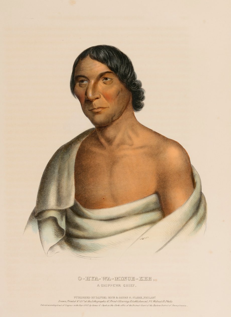 O-HYA-WA-MINCE-KEE, A CHIPPEWA CHIEF., z Historii plemion indiańskich Ameryki Północnej autorstwa Charles Bird King
