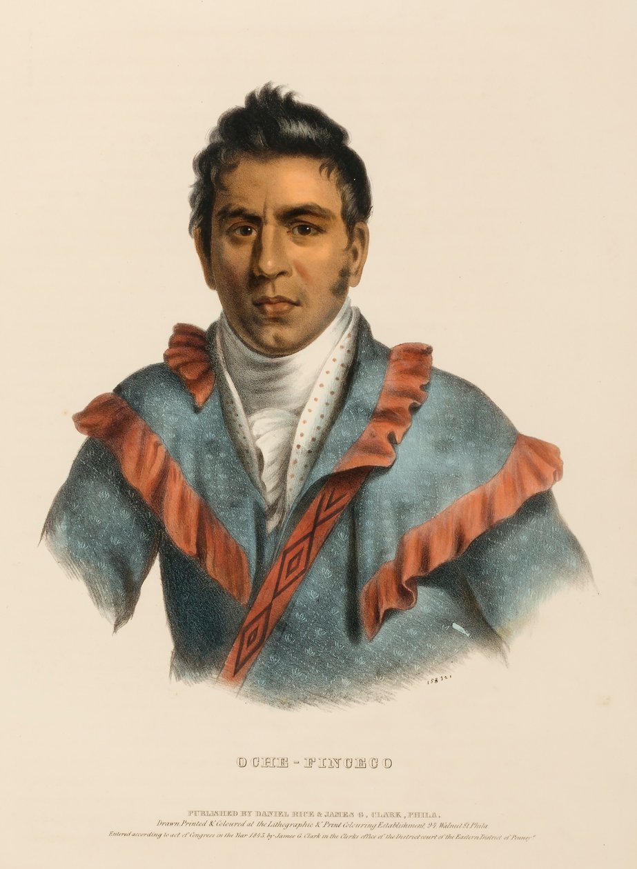 OCHE-FINCECO, z Historii plemion indiańskich Ameryki Północnej autorstwa Charles Bird King