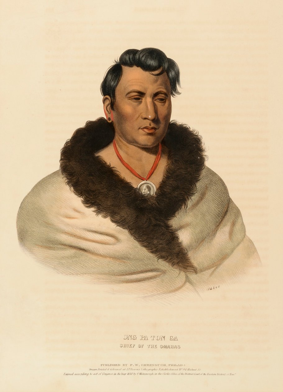 ONG PA TON GA. WÓDZ OMAHASÓW, z Historii plemion indiańskich Ameryki Północnej autorstwa Charles Bird King