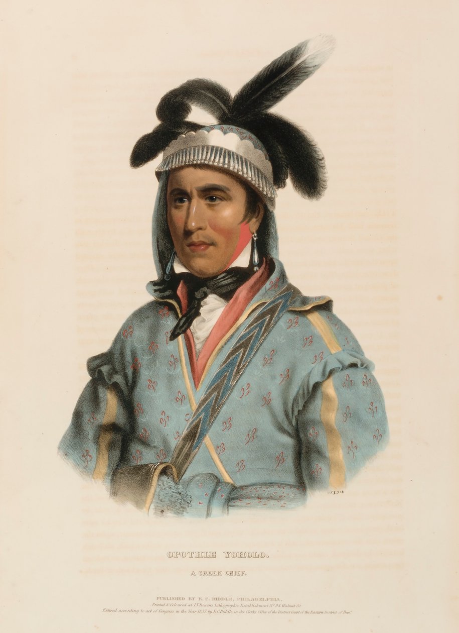 OPOTHLE YOHOLO. A CREEK CHIEF., z Historii plemion indiańskich Ameryki Północnej autorstwa Charles Bird King