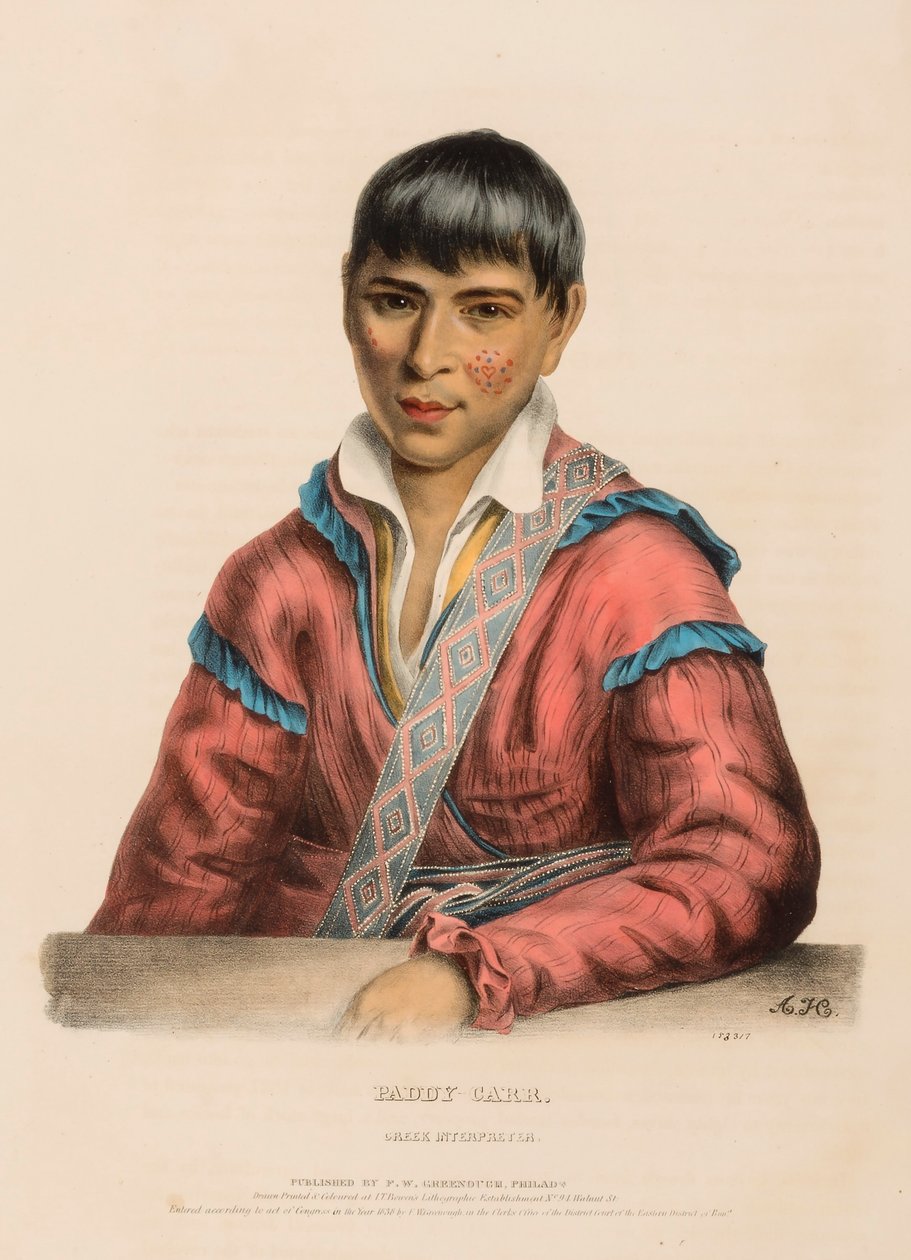 PADDY-CARR. CREEK INTERPRETER., z Historii plemion indiańskich Ameryki Północnej autorstwa Charles Bird King