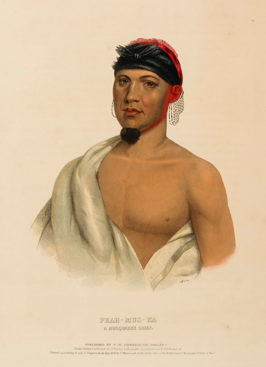 PEAH-MUS-KA. A MUSQUAKE CHIEF., z Historii plemion indiańskich Ameryki Północnej autorstwa Charles Bird King