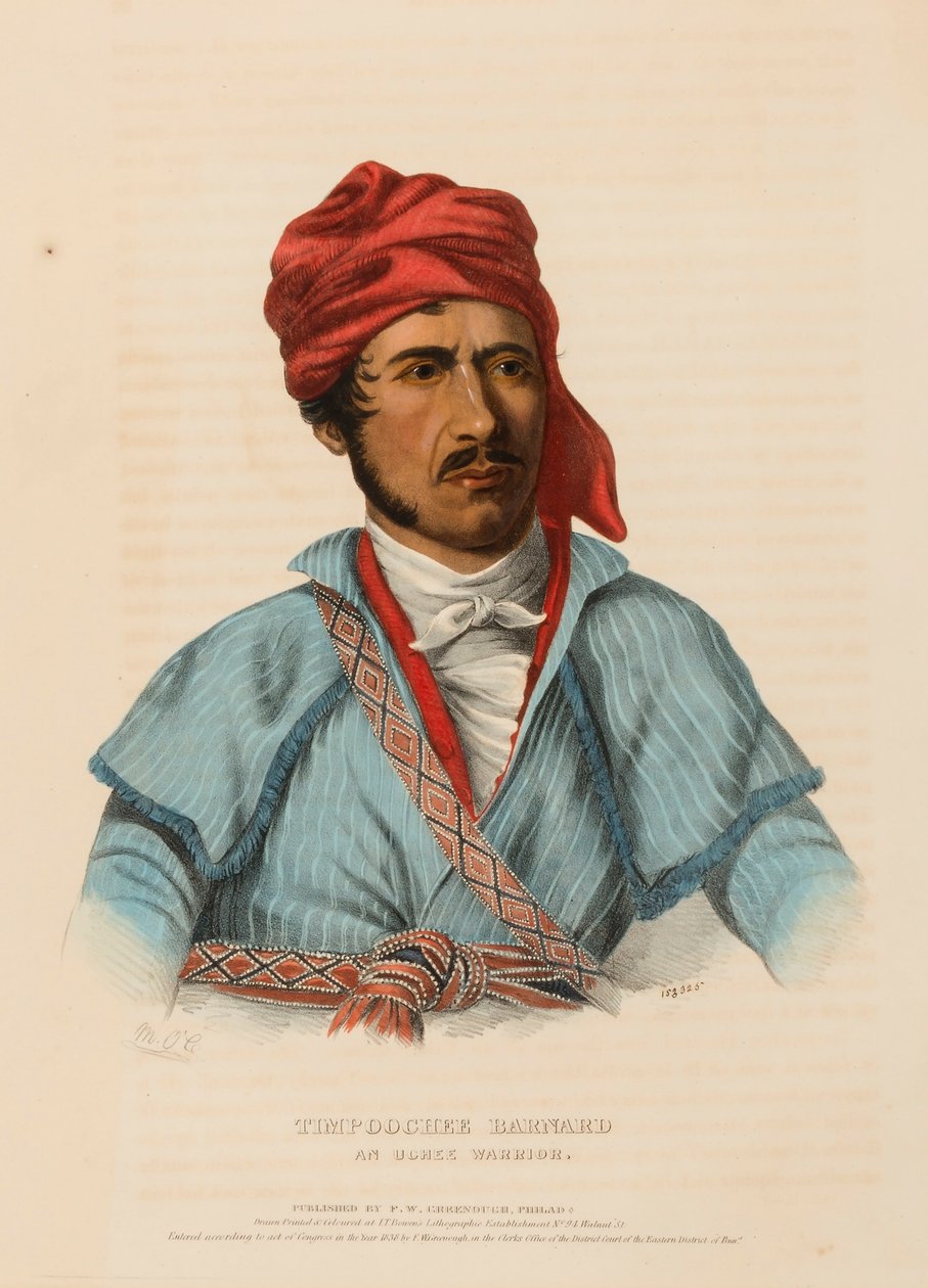 TIMPOOCHEE BARNARD. AN UCHEE WARRIOR., z Historii plemion indiańskich Ameryki Północnej autorstwa Charles Bird King
