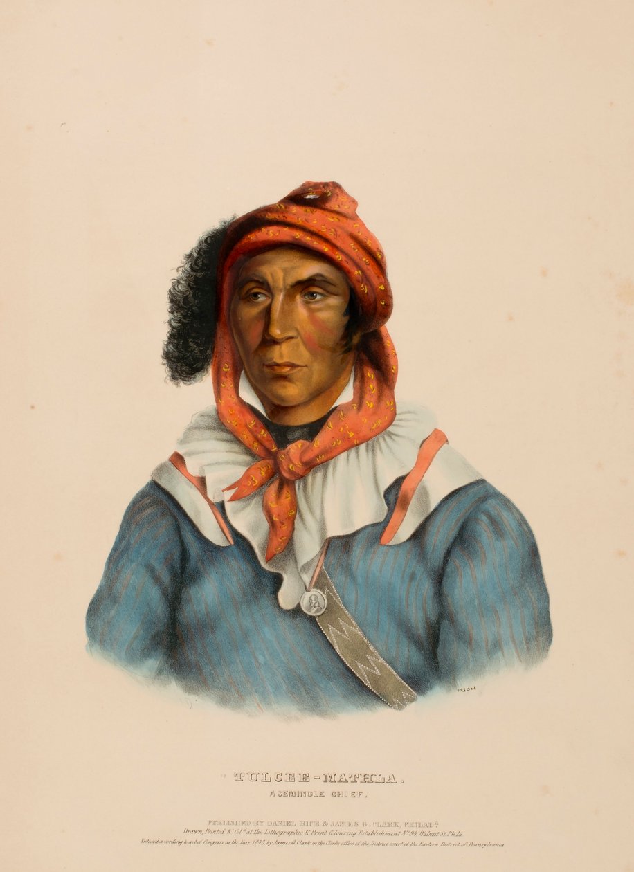 TULCEE-MATHLA. A SEMINOLE CHIEF., z Historii plemion indiańskich Ameryki Północnej autorstwa Charles Bird King
