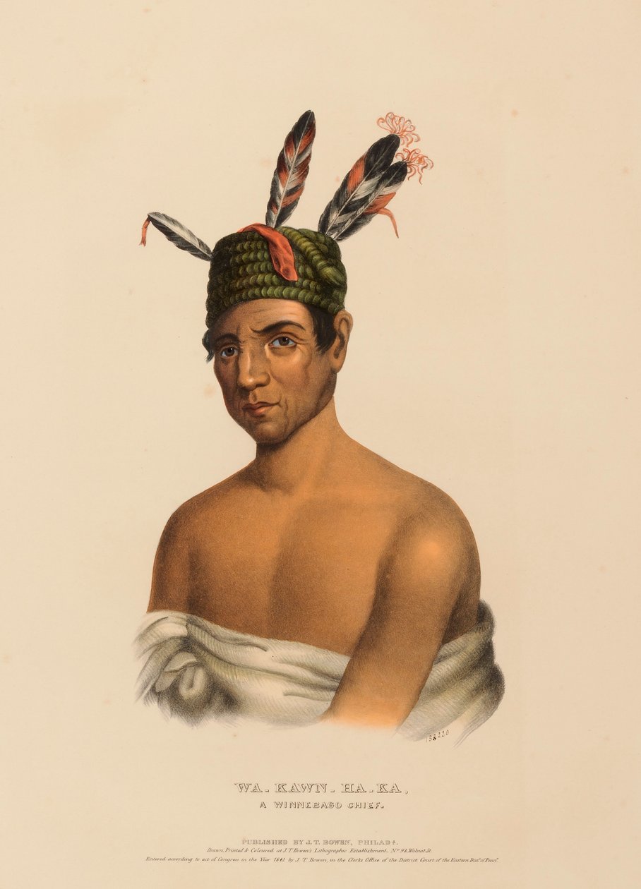 WA-KAWN-HA-KA, WÓDZ WINNEBAGO, z Historii plemion indiańskich Ameryki Północnej autorstwa Charles Bird King