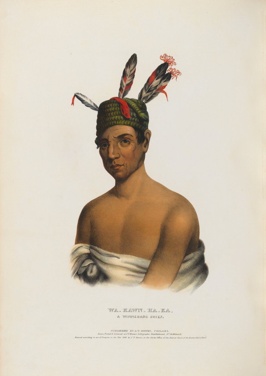 Wa-kawn-ha-ka - wódz Winnebago autorstwa Charles Bird King