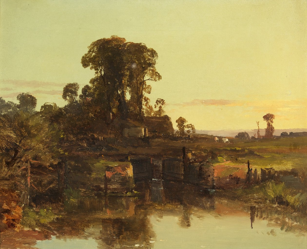 Stary Zamek nad Tamizą, Wieczór (olej na płótnie) autorstwa Charles Branwhite