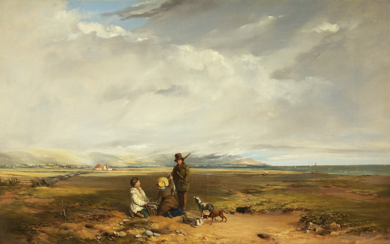 Pejzaż ze sportowcem i towarzyszami, prawdopodobnie 1842 (olej na płótnie) autorstwa Charles Branwhite