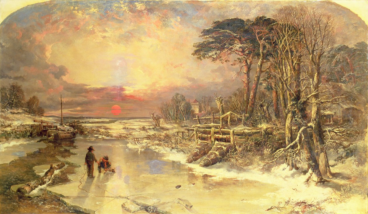 Scena zimowa nad Tamizą, 1846 autorstwa Charles Branwhite