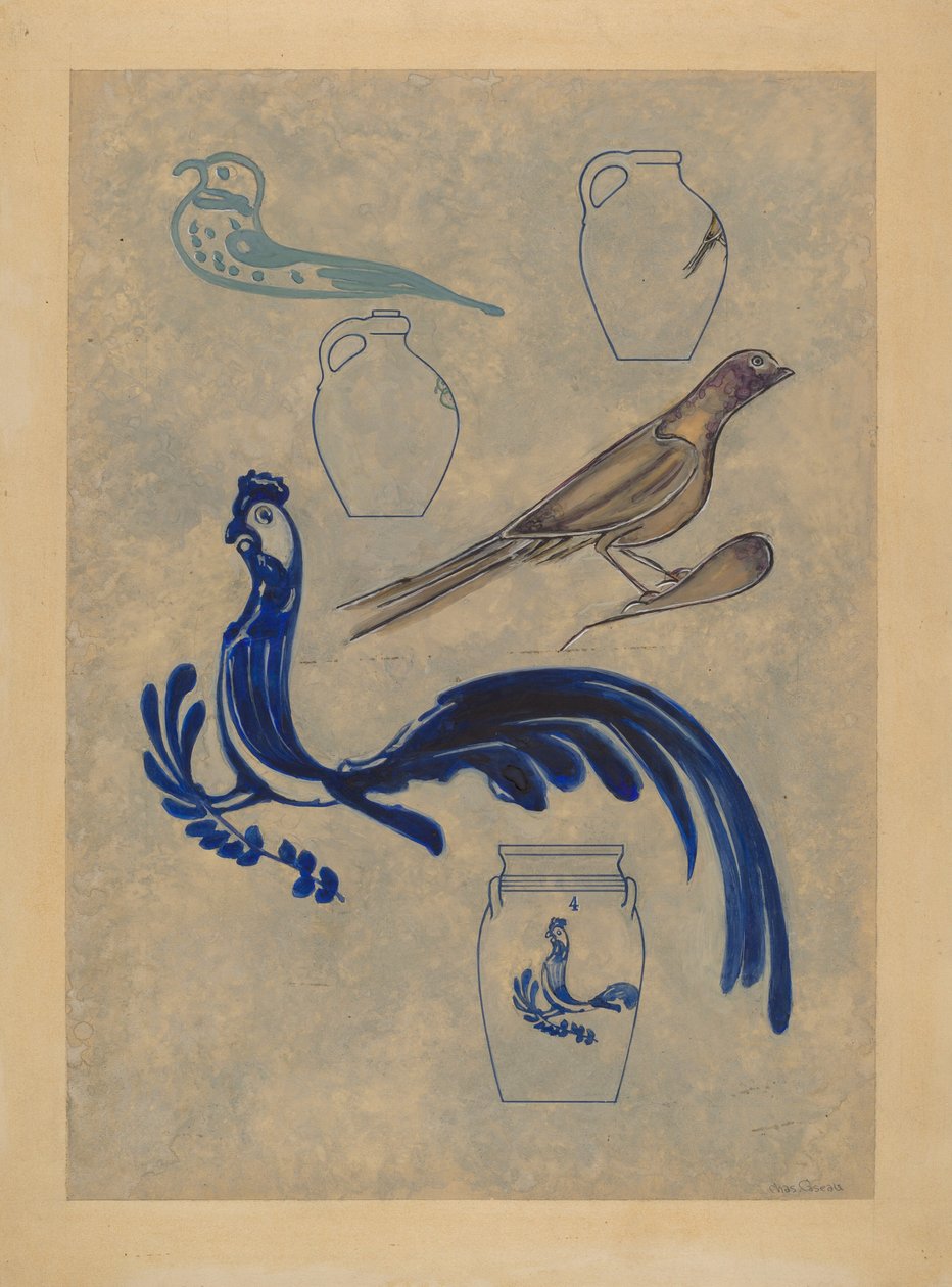 Dekoracje ptaków na kamionce, 1935-1942. autorstwa Charles Caseau