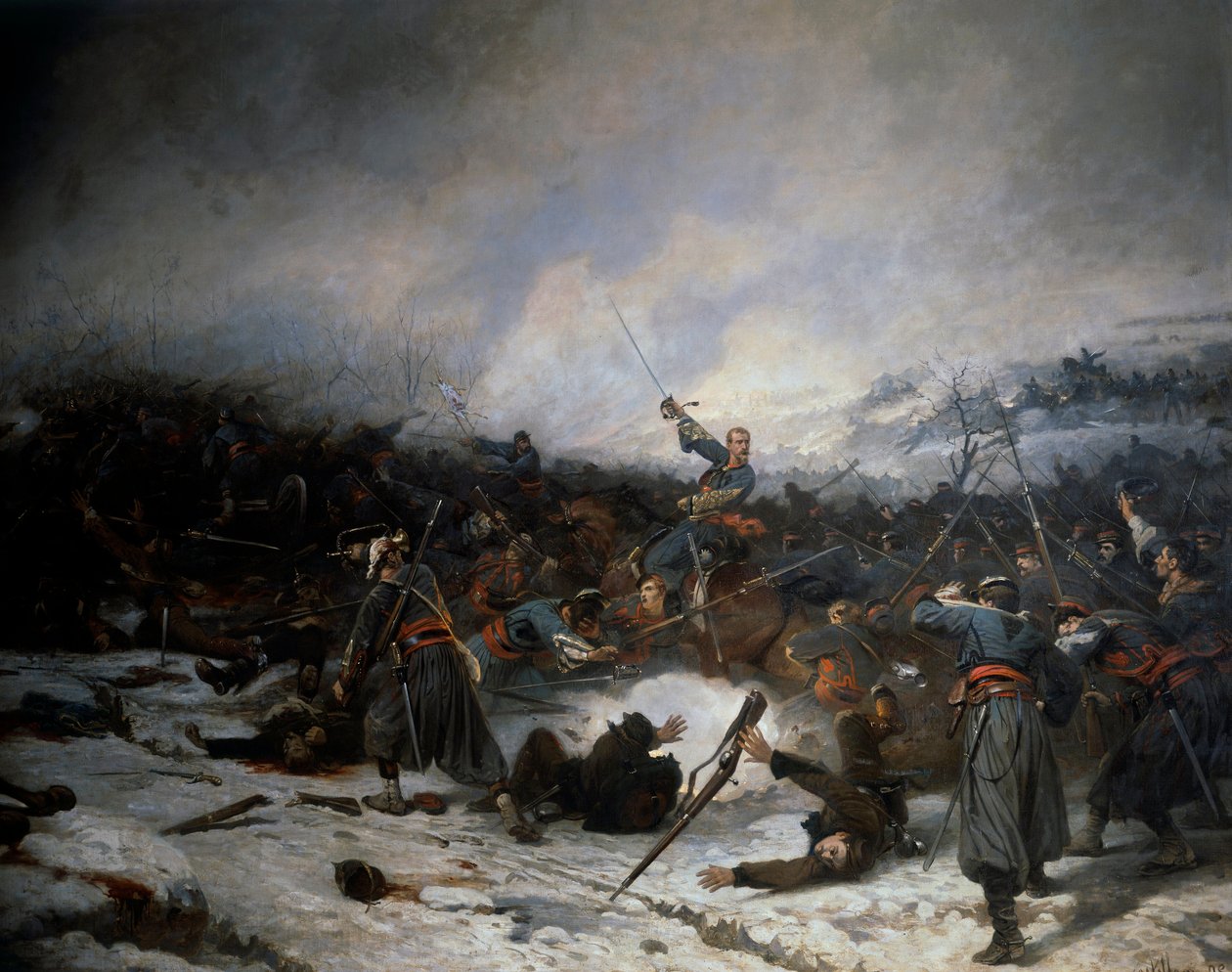 Wojna francusko-pruska z 1870 r.: „”Bitwa pod Laigny 2 grudnia autorstwa Charles Castellani