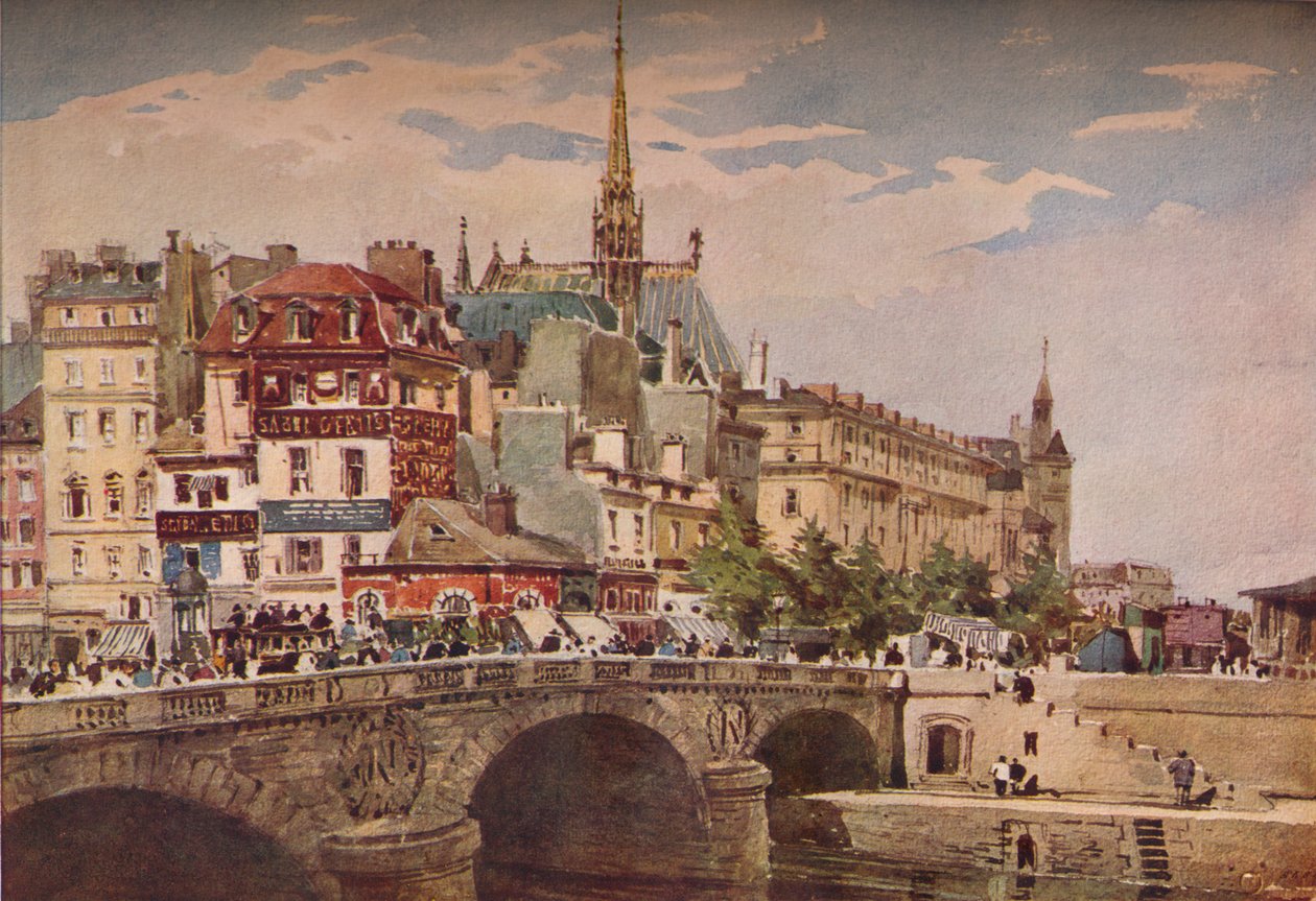 Paryż z Pont St Michel, c1846 autorstwa Charles Claude Pyne