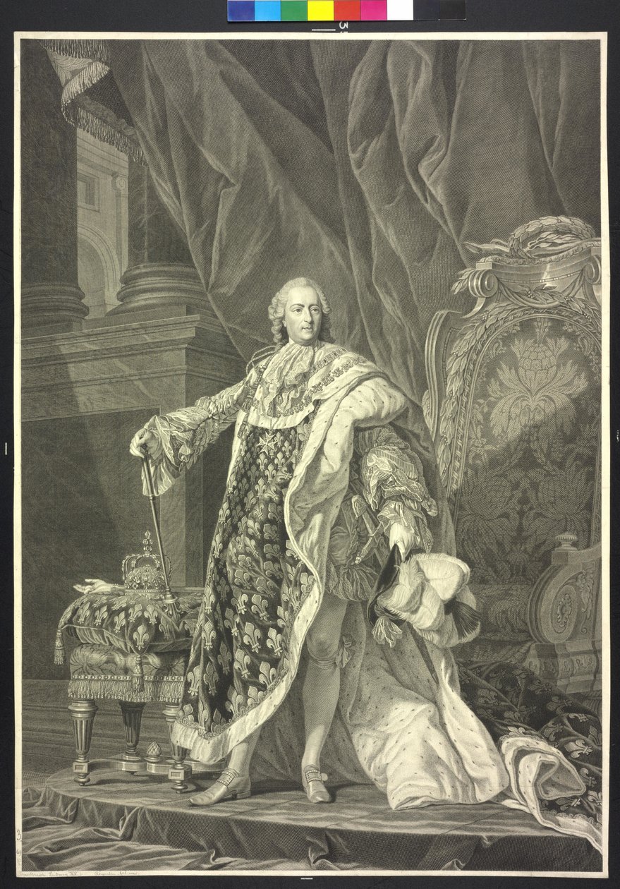 Król Francji Ludwik XV (akwaforta) autorstwa Charles Clément Bervic