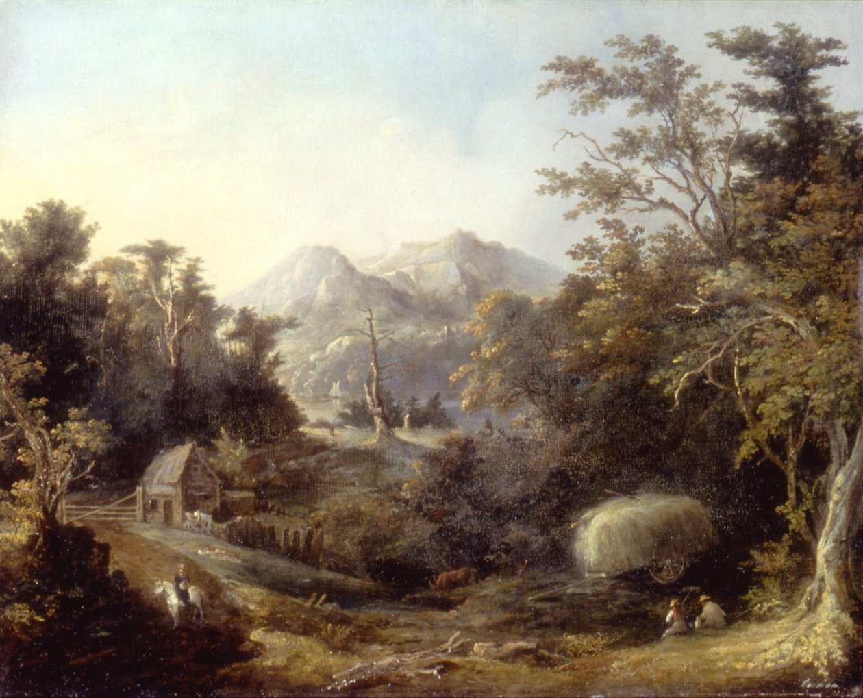 Krajobraz z folwarkiem i górami, 1832. autorstwa Charles Codman