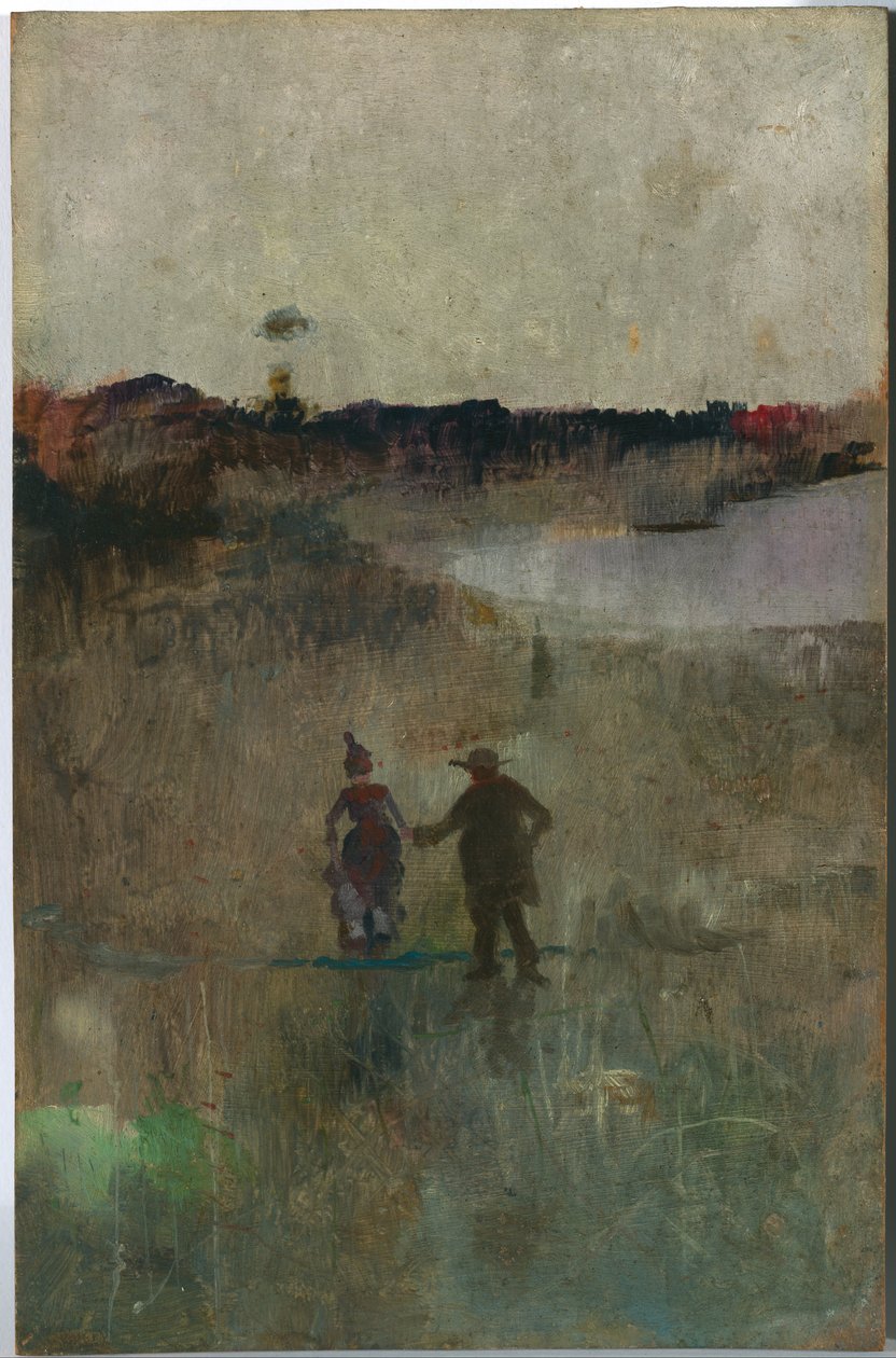 Krajobraz z dwiema małymi postaciami, Richmond, NSW autorstwa Charles Edward Conder