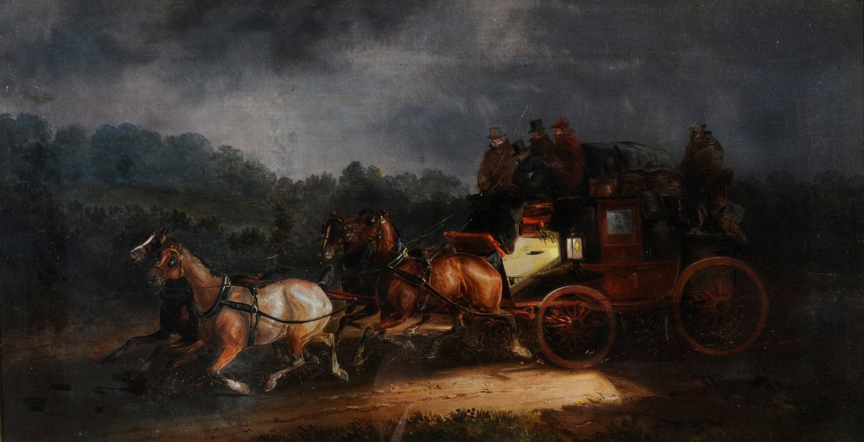 Poczta królewska w Leeds i Londynie, ok. 1835 r. (olej na płótnie) autorstwa Charles Cooper Henderson