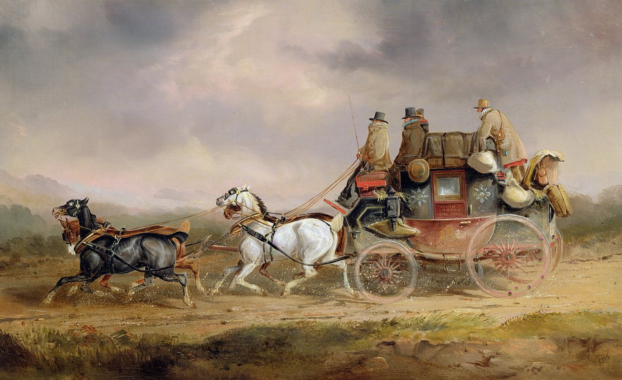 Autokary pocztowe w drodze: poczta królewska z Louth-London rozwija się z dużą prędkością autorstwa Charles Cooper Henderson