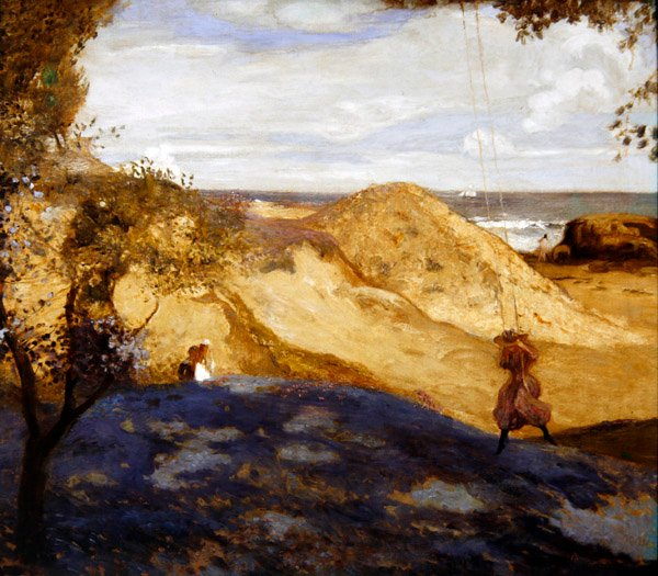 Huśtawka, Swanage, Dorset (olej na płótnie) autorstwa Charles Corder