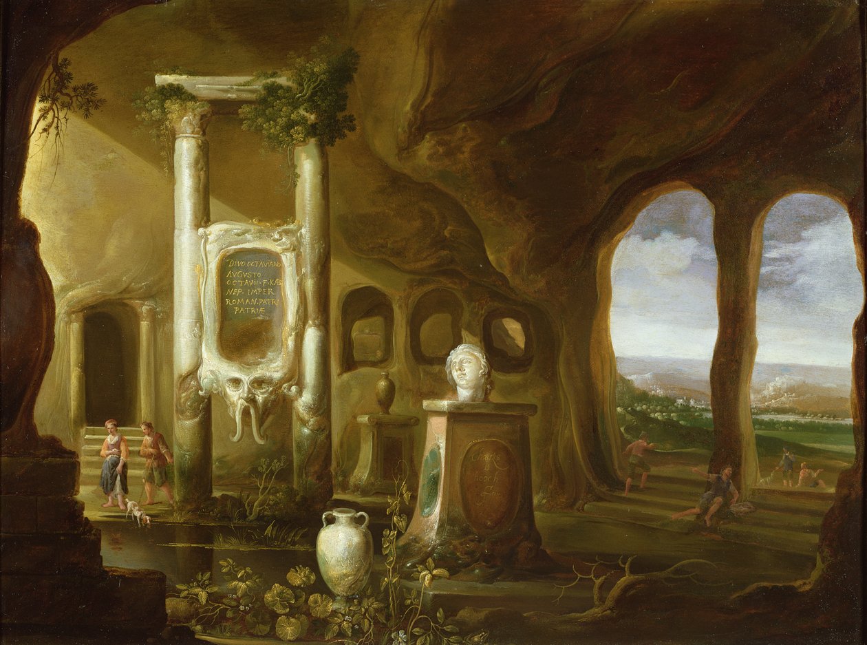 Pomnik Augusta w grocie z figurami, XVII w. autorstwa Charles Cornelisz de Hooch