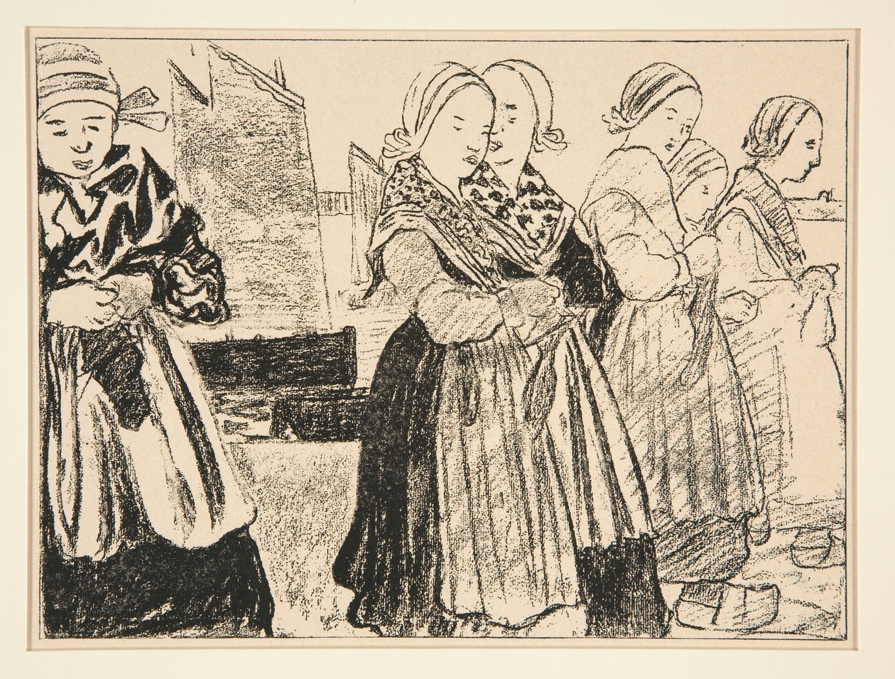 Breton Girls, czyli Breton Girls on the Quay, w #36 La Revue Blanche, październik 1894 autorstwa Charles Cottet