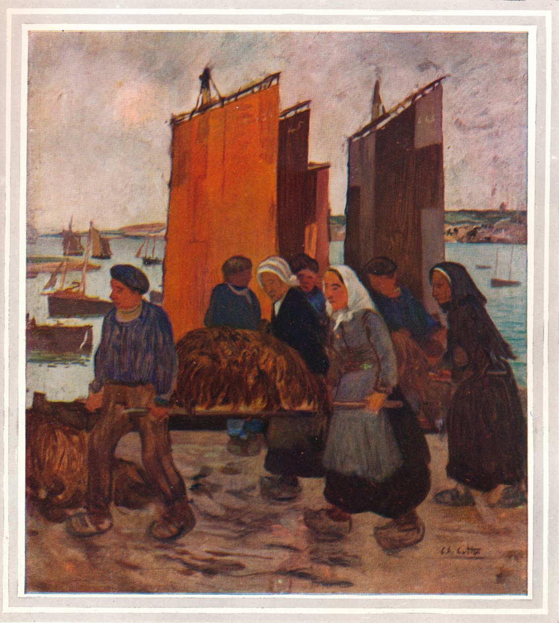 Bretońscy rybacy lądujący w Le Goemon, ok. 1903 r. autorstwa Charles Cottet