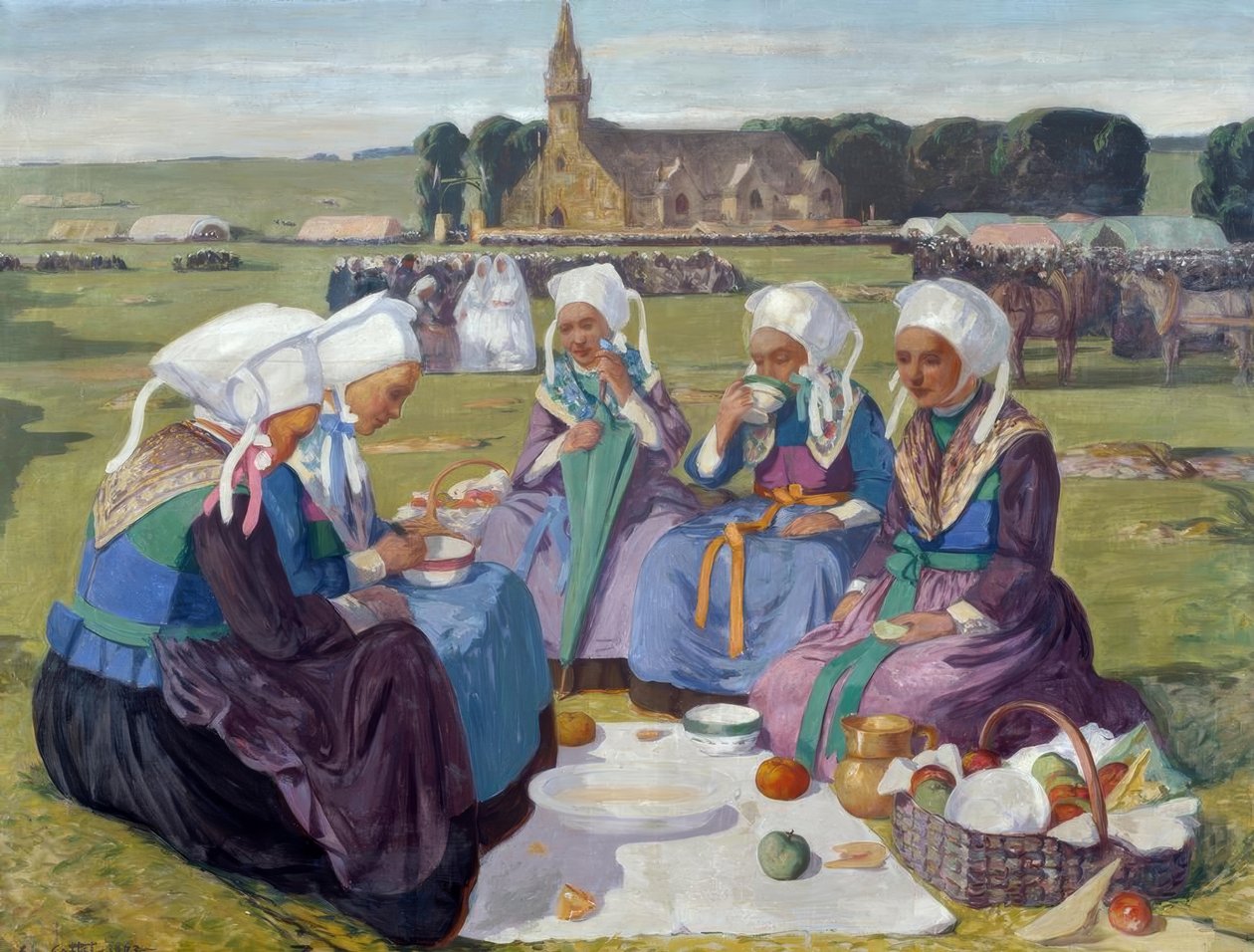 Kobiety z Plougastel w Pardon de Saint Anne-La-Palud autorstwa Charles Cottet