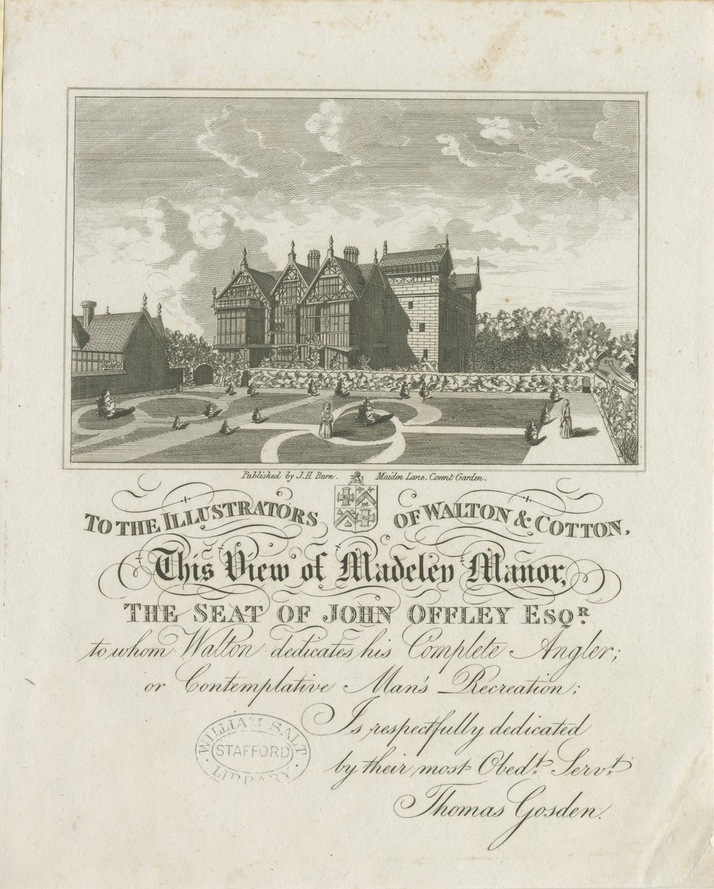 Madeley Manor House: sztych, bd [ok. 1686] (druk) autorstwa Charles Cotton