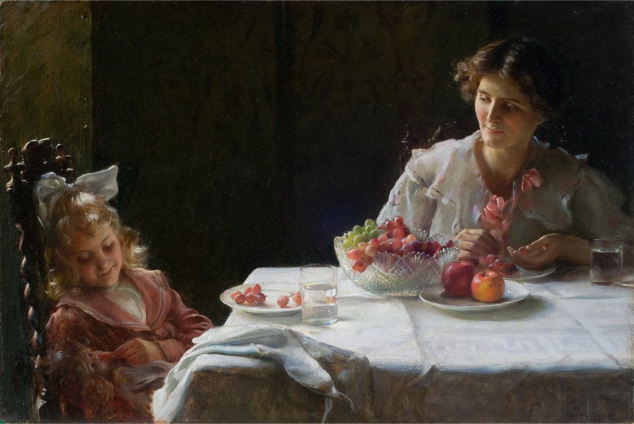 Śniadanie dla trojga 1909 (olej na płótnie) autorstwa Charles Courtney Curran