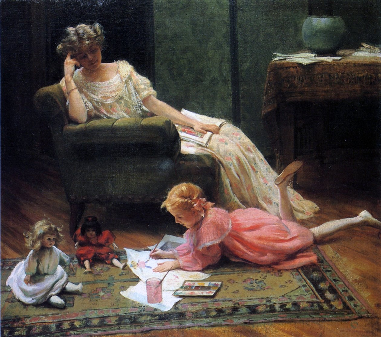 Oglądając zabawę dziecka, 1909 autorstwa Charles Courtney Curran