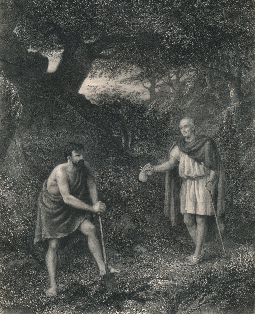Timon i Flawiusz Timon z Aten, c1870 autorstwa Charles Cousen