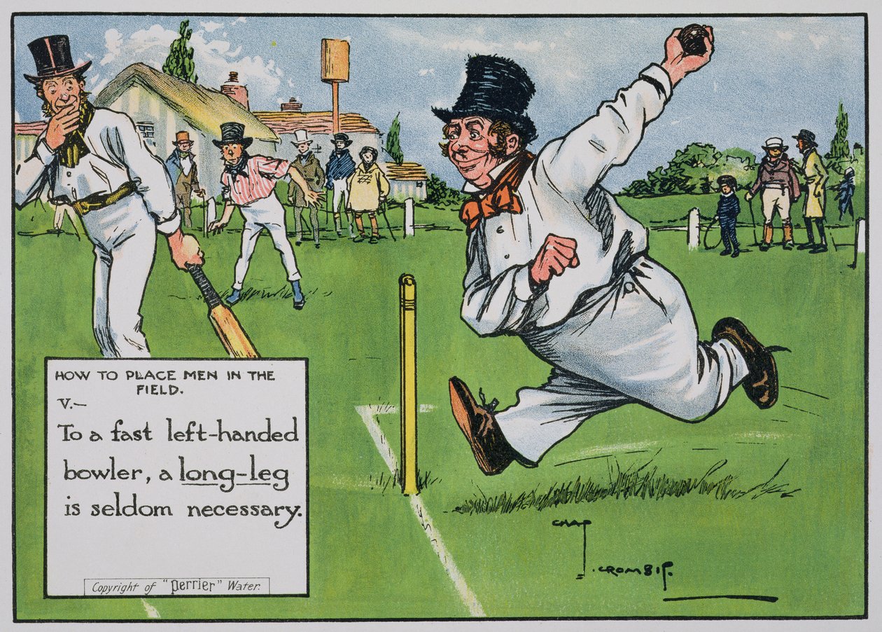 Jak umieścić ludzi w polu (V), z „Prawa krykieta”, opublikowanego w 1910 r. autorstwa Charles Crombie