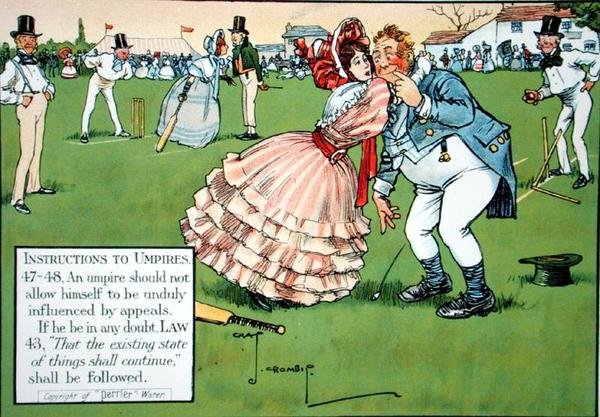 Instrukcje dla sędziów, z „Praw krykieta”, opublikowane w 1910 r. autorstwa Charles Crombie