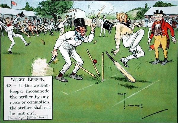 Wicket Keeper (42), z „Prawa krykieta”, opublikowane w 1910 r. autorstwa Charles Crombie
