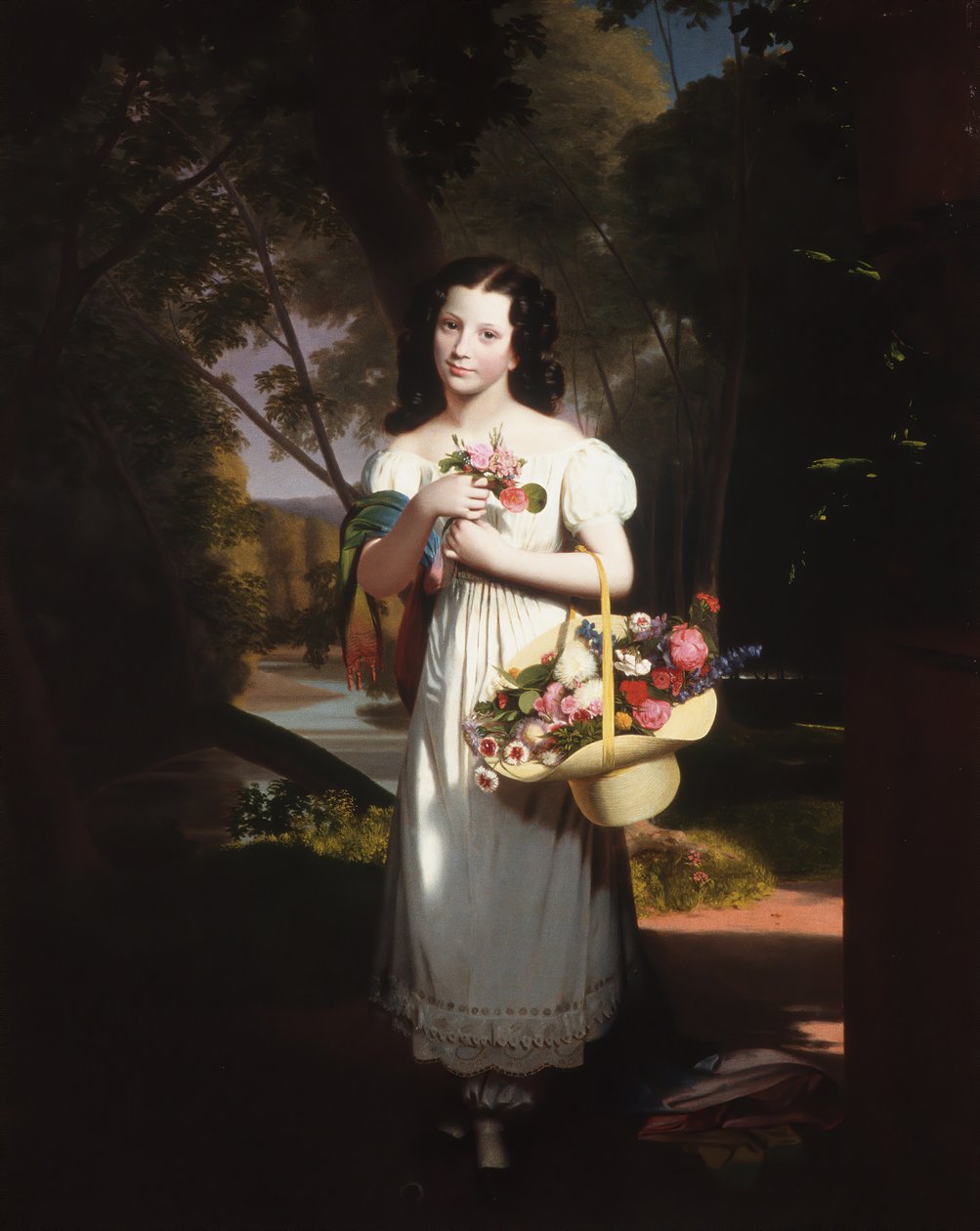 Mała dziewczynka z kwiatami Amelia Palmer, ca. 1830. autorstwa Charles Cromwell Ingham