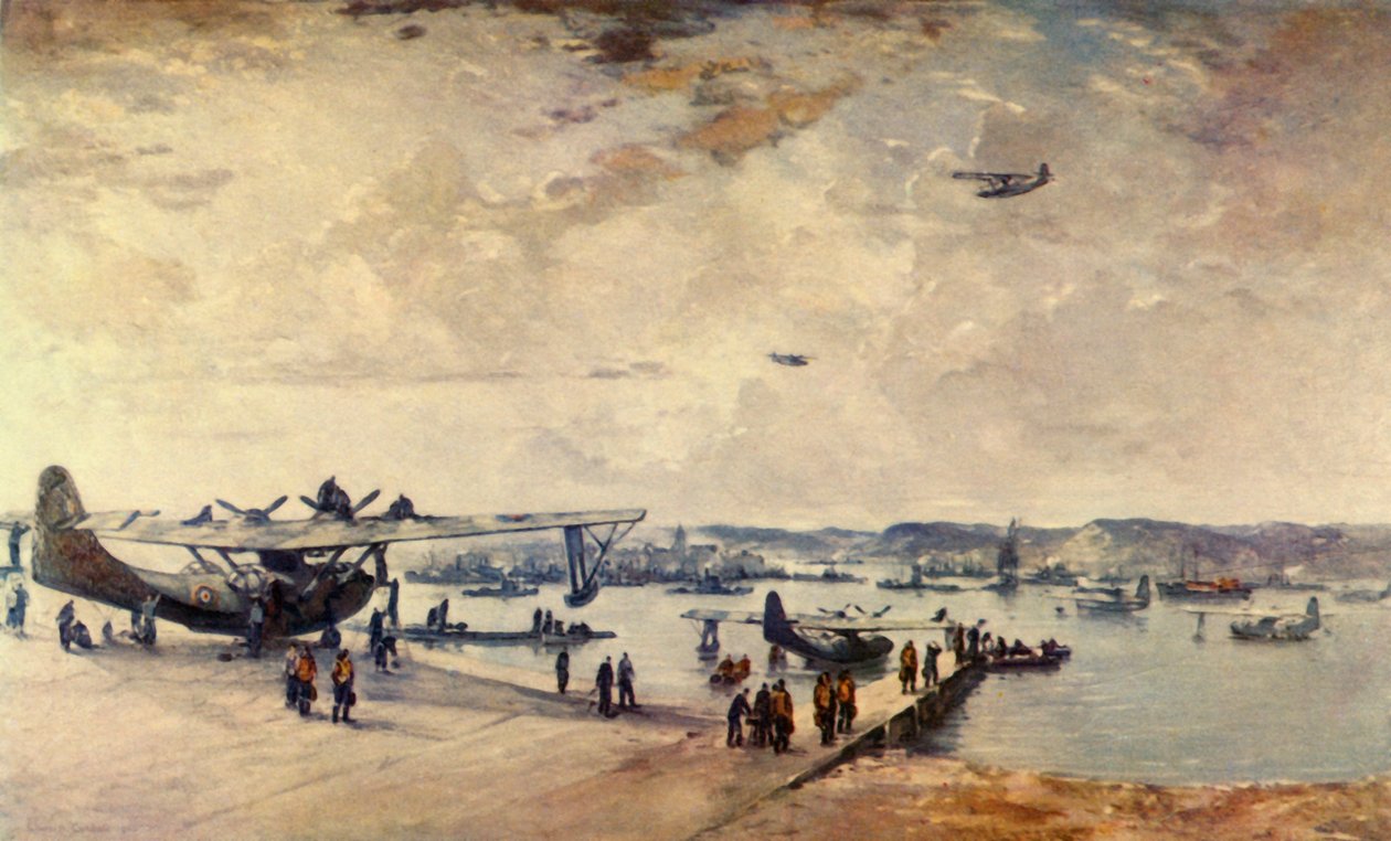 „Stacja serwisowa – hydroplany”, II wojna światowa, 1944 r. autorstwa Charles Cundall
