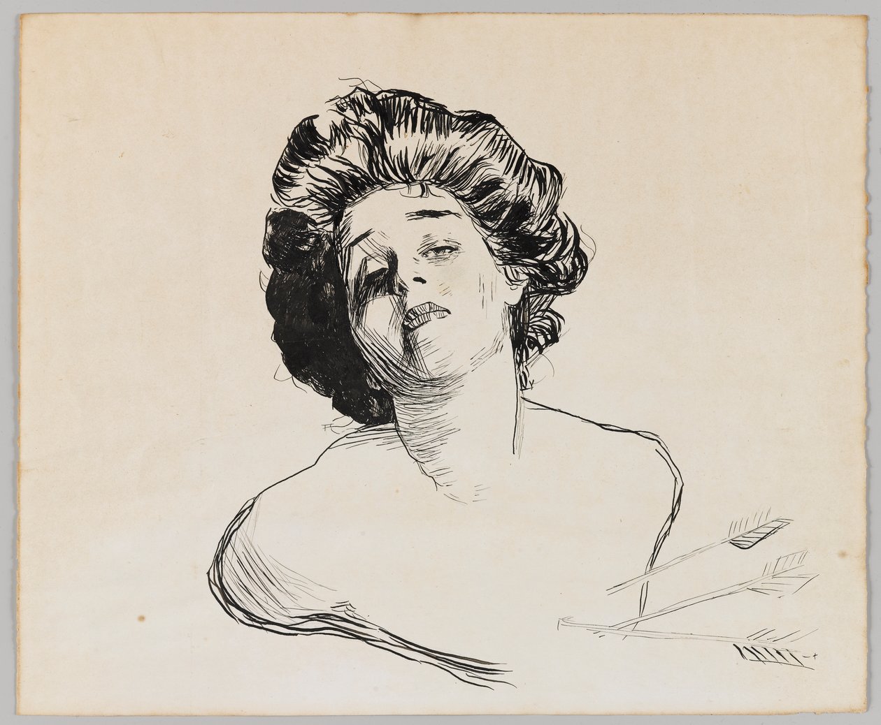 Portret dziewczyny (czarny tusz na kremowym papierze) autorstwa Charles Dana Gibson