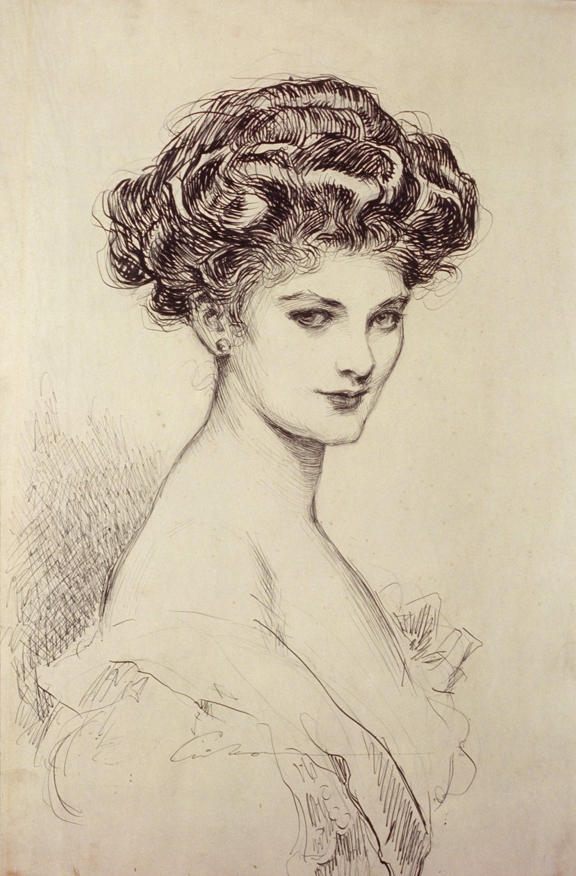 Studium głowy (tusz na papierze) autorstwa Charles Dana Gibson