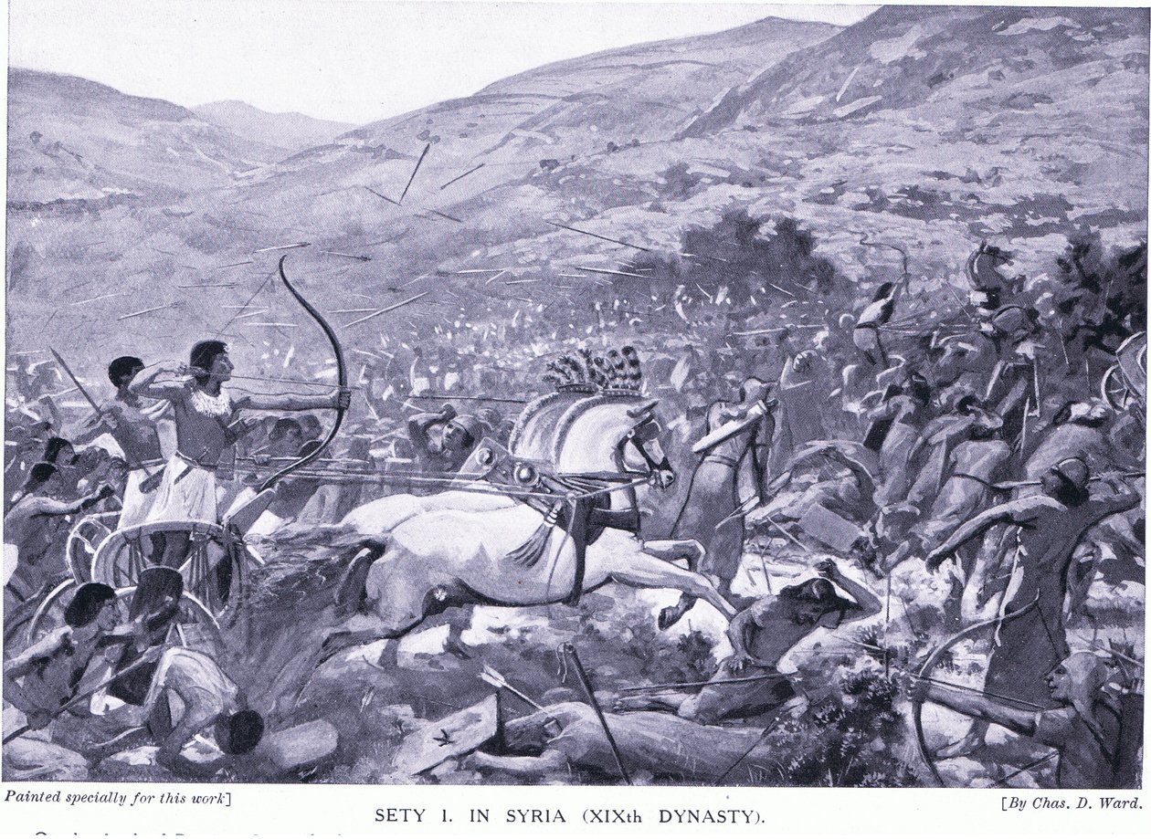 Sety I w Syrii (XIX dynastia), ok. 1920 autorstwa Charles Daniel Ward