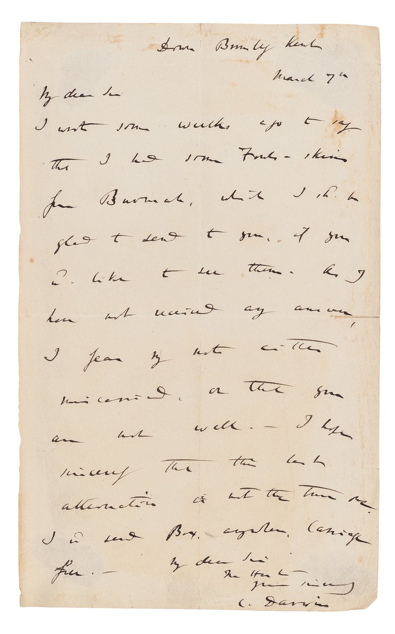 List z autografem podpisany autorstwa Charles Darwin