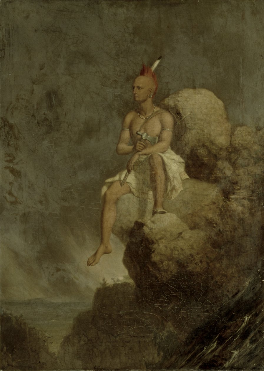 Indyjski wojownik na skraju przepaści, 1847 autorstwa Charles Deas