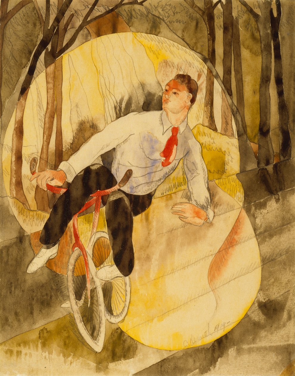 W Vaudeville: Rowerzysta (zestaw z ołówkiem i ołówkiem na białym papierze) autorstwa Charles Demuth