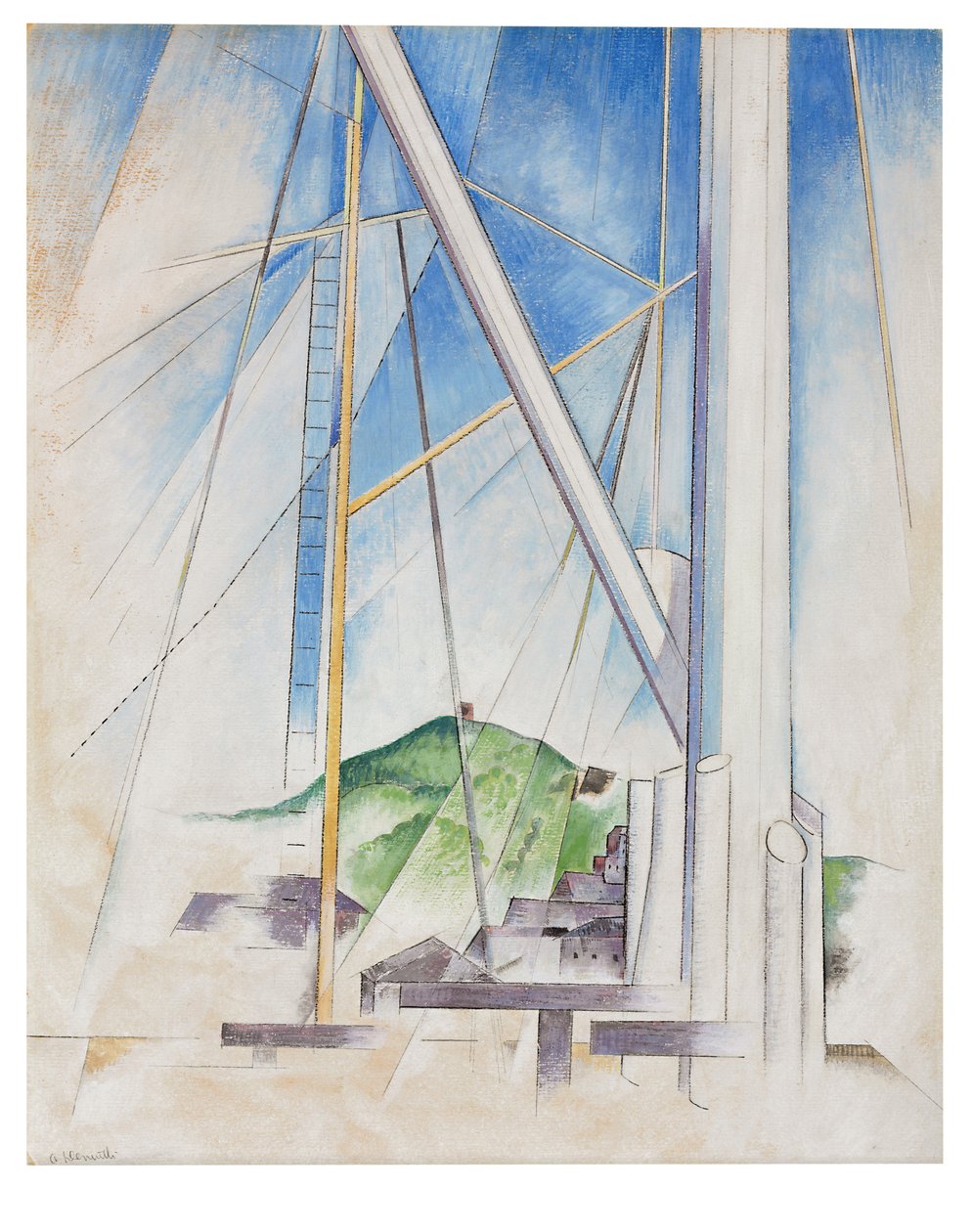 W tonacji błękitu, ok. 1919 (tempera i ołówek na pokładzie) autorstwa Charles Demuth