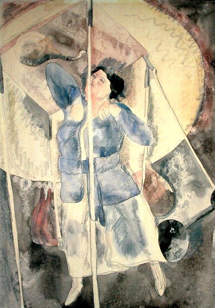 Kobieta z workiem treningowym (akwarela na papierze) autorstwa Charles Demuth