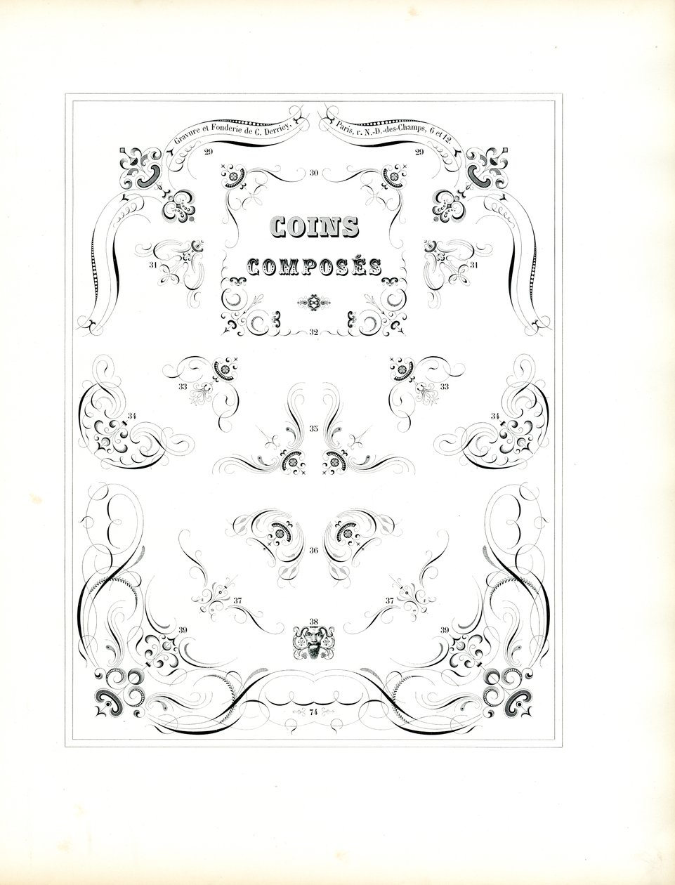 Eleganckie elementy narożne do druku na najwyższym poziomie (druk) autorstwa Charles Derriey